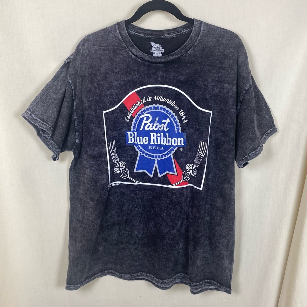 Acid Wash Pabst Blue Ribbon Beer T-Shirt size XL 100% Cotton